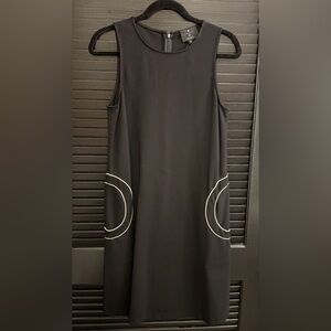 Lisa Perry for Barney New York Black Sleeveless A-Line Midi Dress